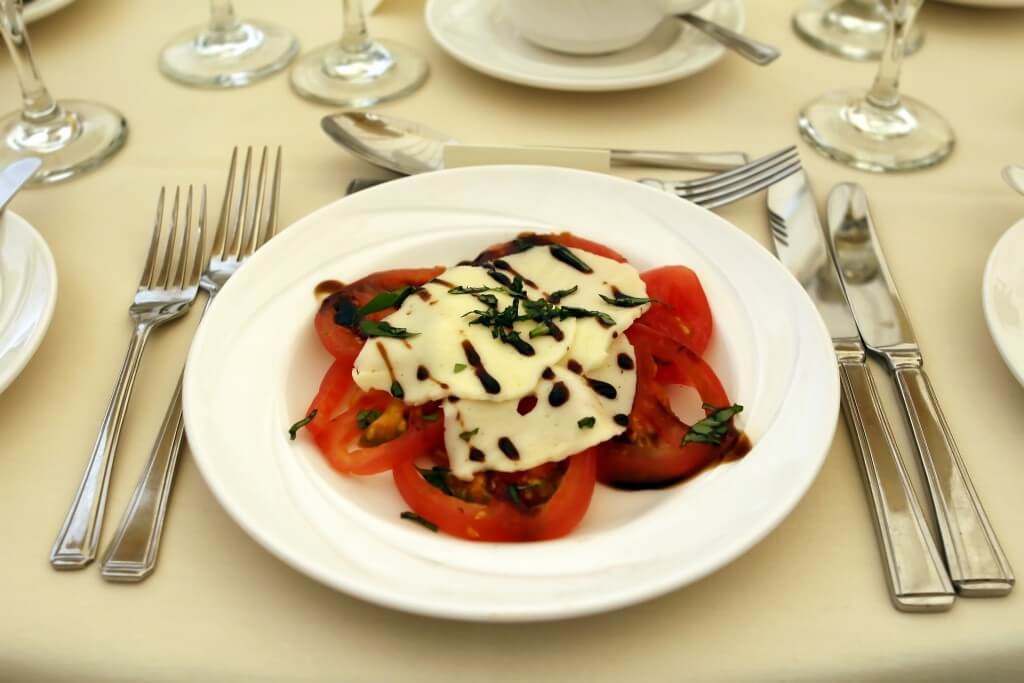 tomatoes and mozzarella on plate
