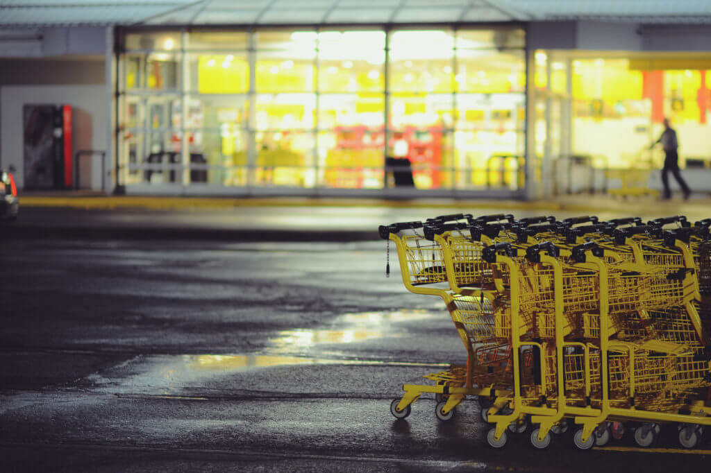 shopping carts in row