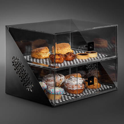 Pastry Bakery Display Cases Stands Rosseto Mosaic Wide 2 Drawers Black Matte Bakery 1 Ea Bd144