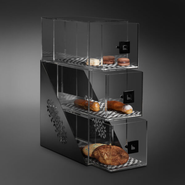 Mosaic Narrow 3 Drawers Black Matte Bakery - BD143