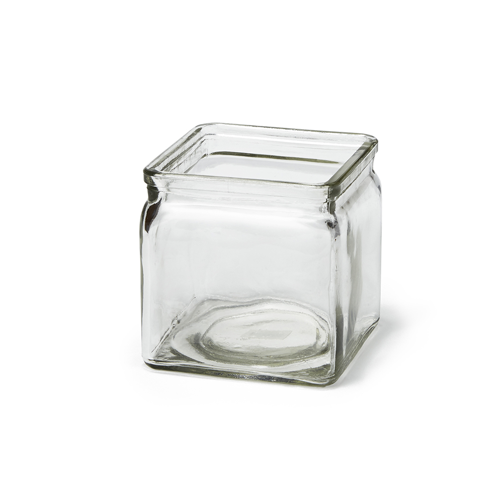 Clear Glass Square Jar, 3.9 x 3.9 x 3.9, Set of 3pcs. - GLS024 - Rosseto