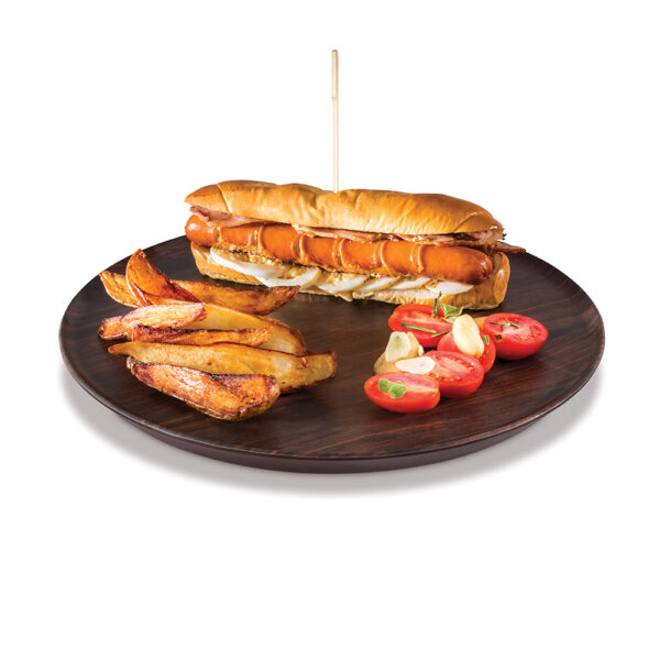 Forme’ Melamine Tray, Walnut Round, 3 pcs. per case - MEL029
