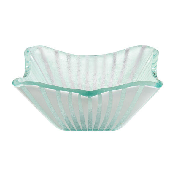 Kalderon Stelo White 7" Square Handmade Glass Bowl, Set of 6 - GLS041W