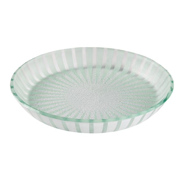 Kalderon Stelo White 14" Round Shallow Handmade Glass Bowl, Set of 2 - GLS042W
