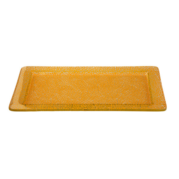 Kalderon Foglia Mustard 16" Rectangle Handmade Glass Rimmed Platter, 1 EA - GLS045M