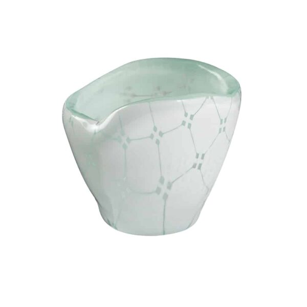 Kalderon Zenit White Mini Round Deep Narrow Handmade Glass Bowl, Set of 12 - GLS051W