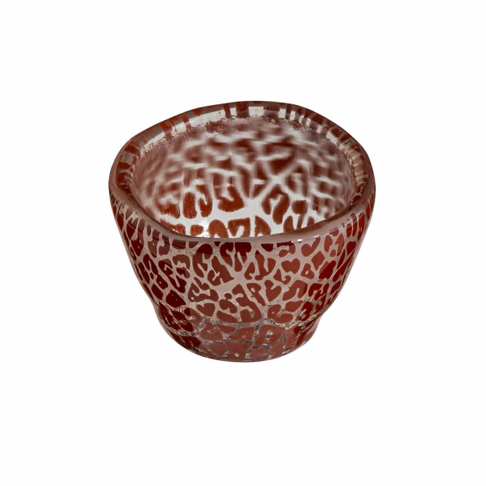 Kalderon Foglia Cognac Mini Round Deep Narrow Handmade Glass Bowl, Set
