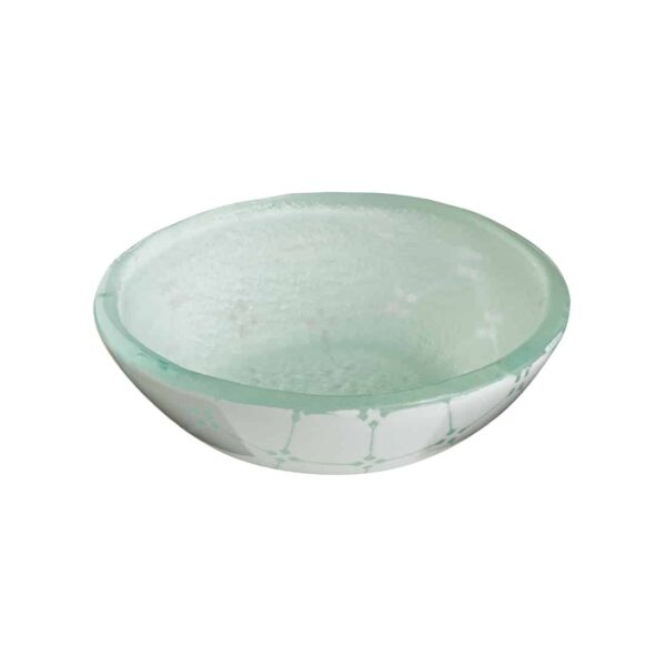 Kalderon Zenit White Mini Round Shallow Handmade Glass Bowl, Set of 12 - GLS053W