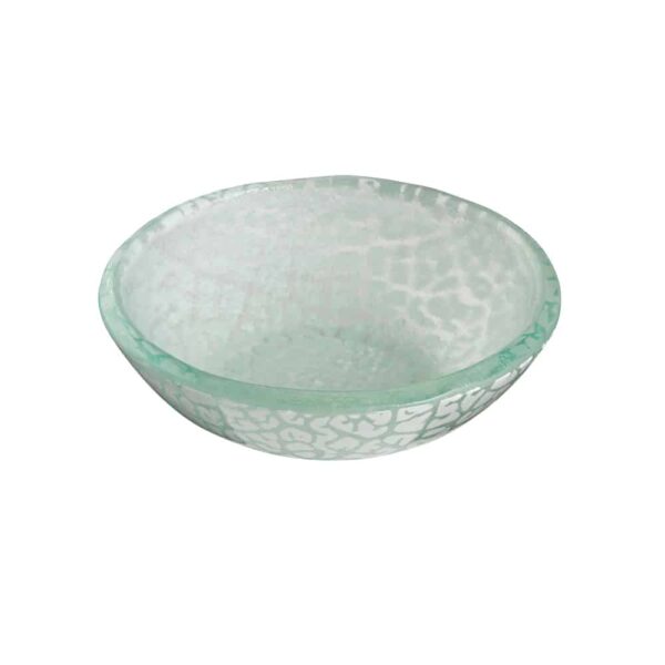 Kalderon Foglia White Mini Round Shallow Handmade Glass Bowl, Set of 12 - GLS054W