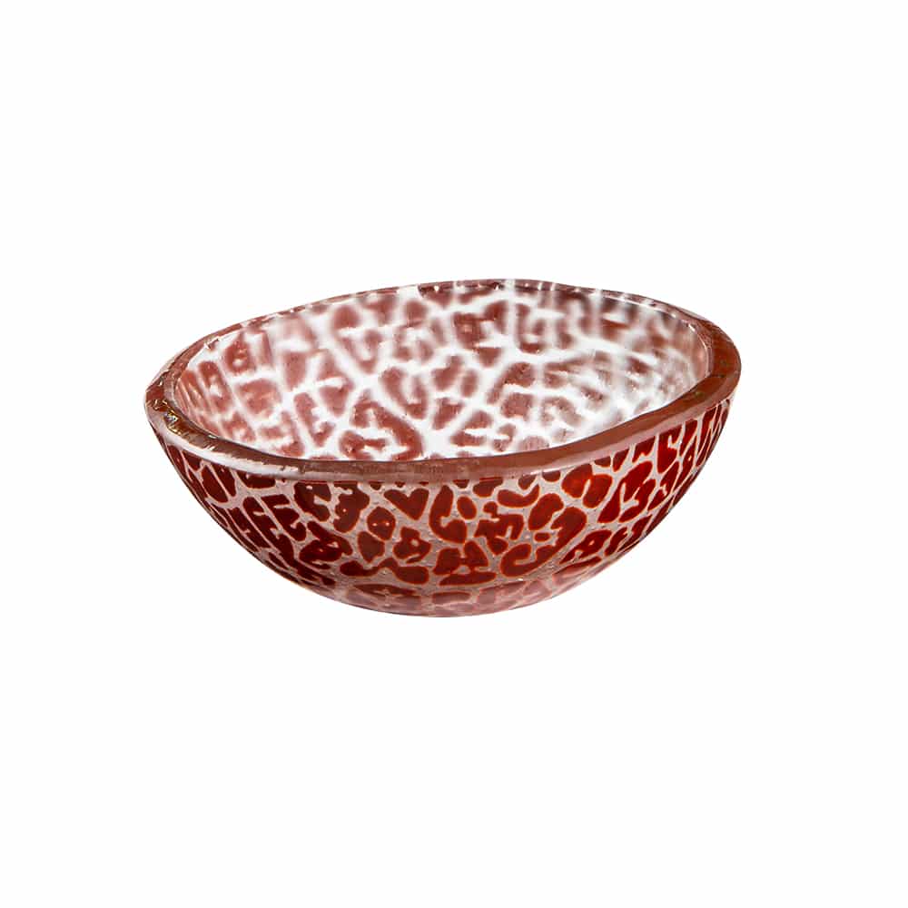 Kalderon Foglia Cognac Mini Round Deep Handmade Glass Bowl, Set of 12
