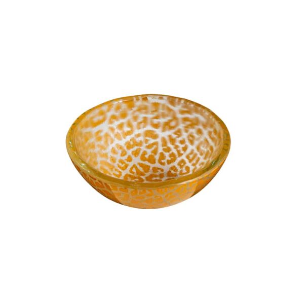 Kalderon Foglia Mustard Mini Round Deep Handmade Glass Bowl, Set of 12 - GLS056M