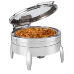 De Luxe Round Stainless Steel Chafing Dish with Glass Lid, Frame, Burner Holder & Induction Option