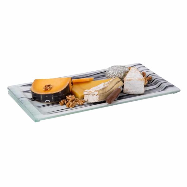 Aroma Black & White Medium Rectangle Platter with Rim, 1 EA - GLS061BW