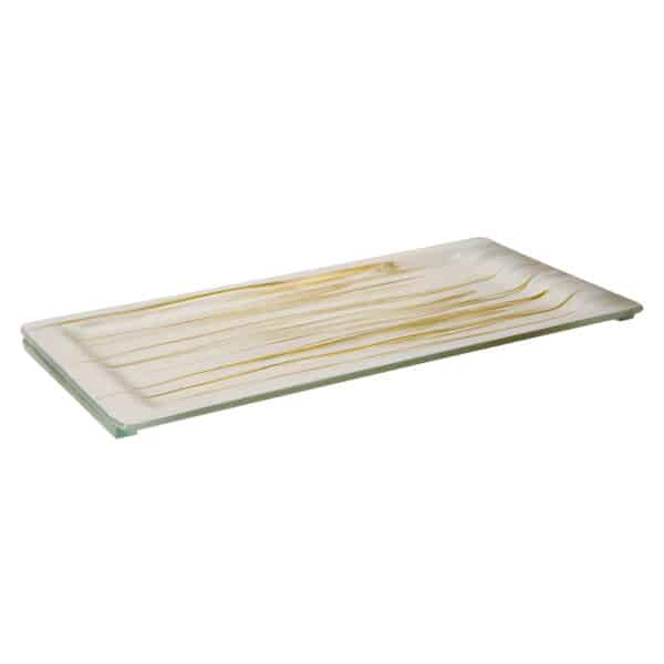 Aroma Gold & White Medium Rectangle Platter with Rim, 1 EA - GLS061GW