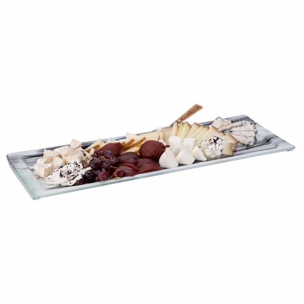 Aroma Black & White Large Rectangle Platter with Rim, 1 EA - GLS062BW