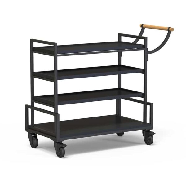 Modulite® Serving Cart,All Blk Frame and  3 Black Bamboo Shelves, 1 EA - MC-SERVBASIC3BK