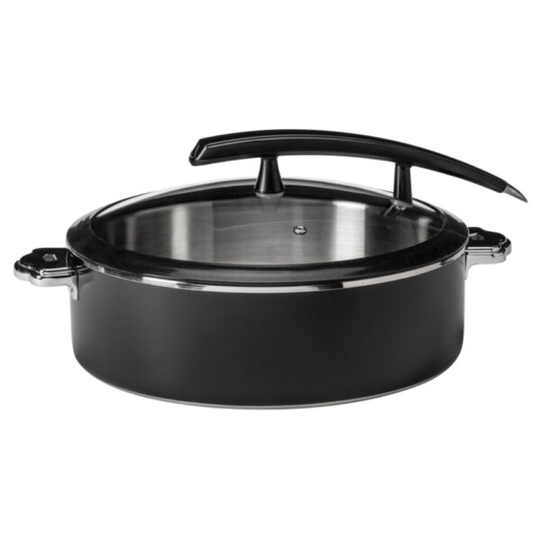 Rondeau Buffet Server Round Black 5.28 Qt Pot with Food Pan, 1 EA