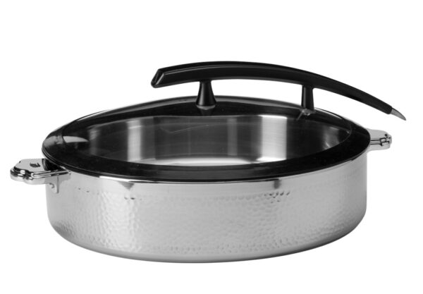 Rondeau Buffet Server Round Hammered Steel 7.93 Qt Pot with Food Pan, 1 EA