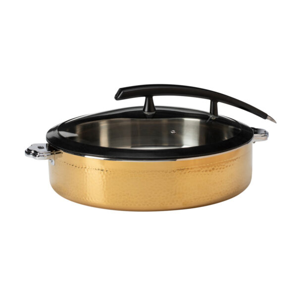 Rondeau Buffet Server Round Hammered Gold 7.93 Qt Pot with Food Pan, 1 EA