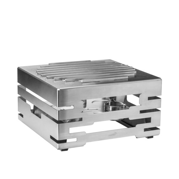 Multi-Chef™ Square Stainless Steel Warmer w/Round Grill and 3 Fuel Holders