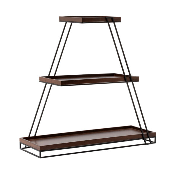 SkyRize™ Multi-Level Black Stand with Walnut Shelves, 1 EA