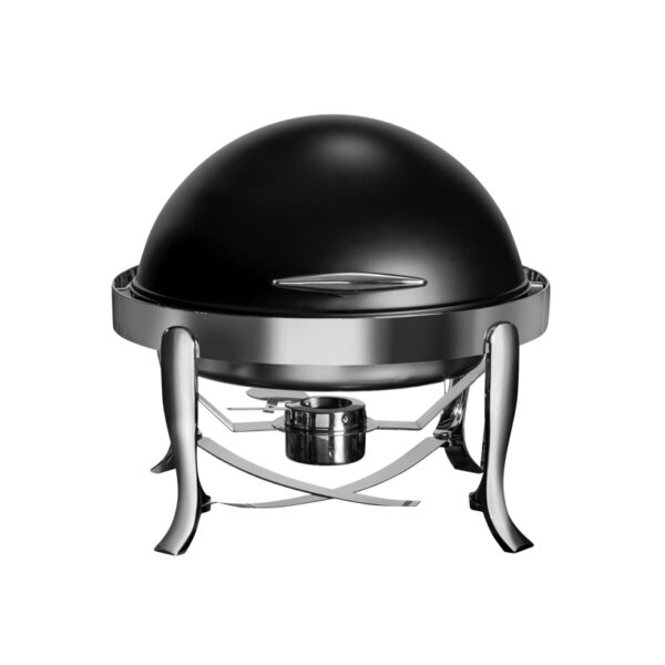 Roll Top Matte Black Round Chafer with 6L Food Pan, 1 EA