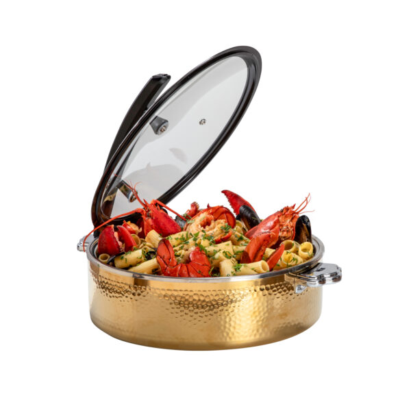 Rondeau Buffet Server Round Hammered Gold 5.28 Qt Pot with Food Pan, 1 EA - CW-NCB32CG