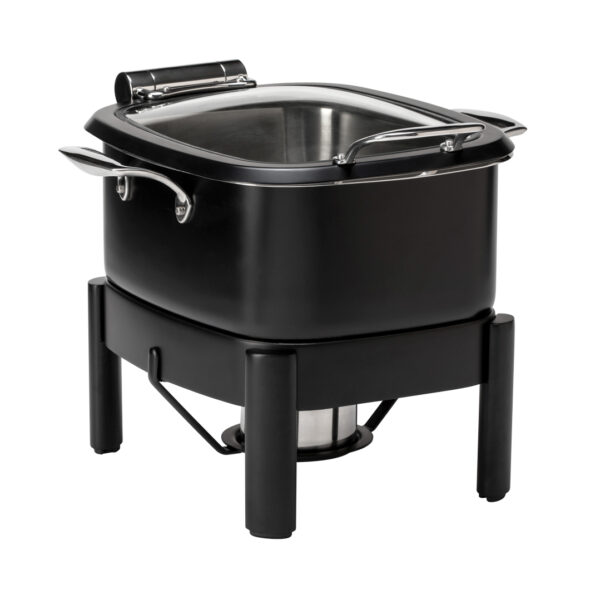 Le Dish Black Square Chafing Pot 4.2 Qt with Black Square Frame and Burn Holder Kit, 1 EA - GWD295K-BK