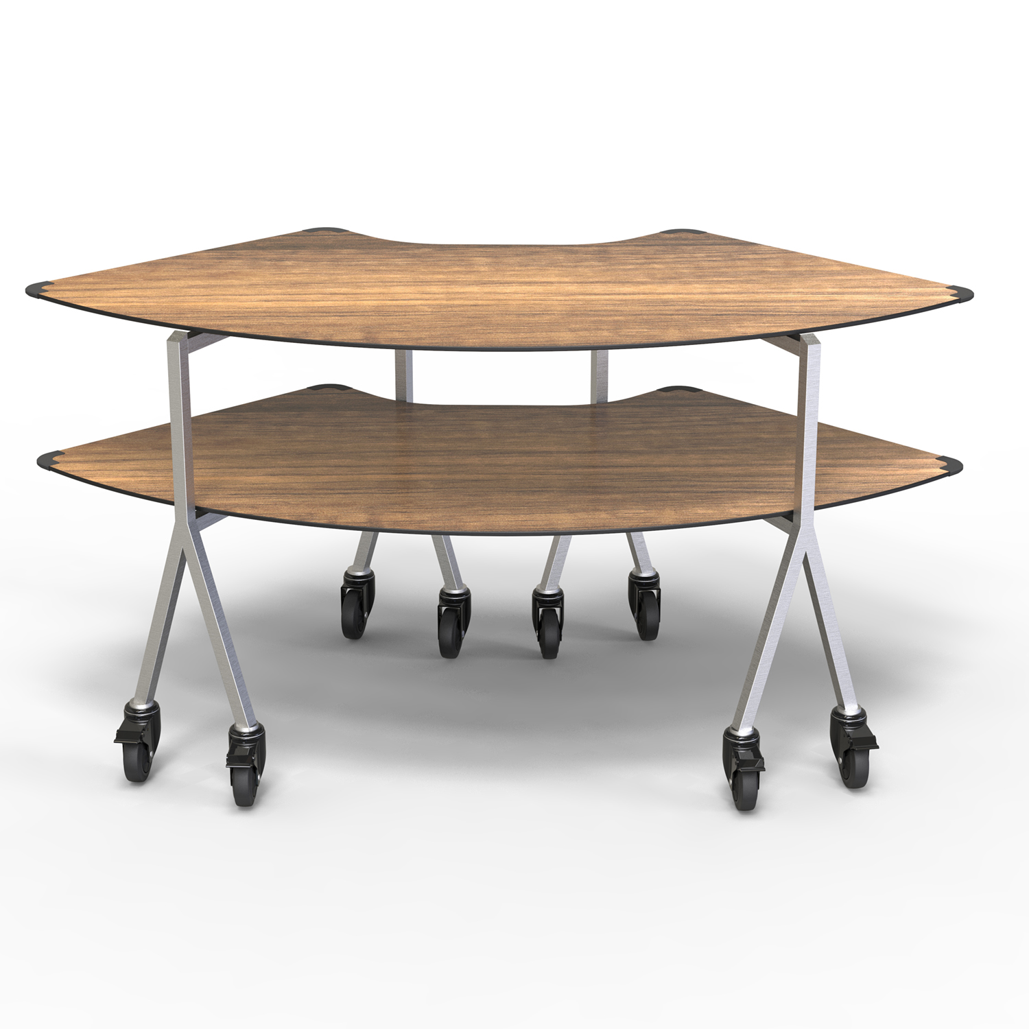 Modulite Table Modulite™ 2 Level Kit, Walnut 2 Qtr Round Tabletop, SS Legs with wheels ...