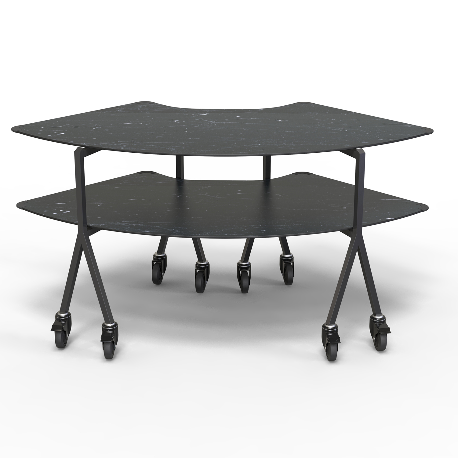 Modulite™ 2 Level Kit, Black Marble 2 QTR Round Tabletops, Black Legs with wheels – MT-2008BMBW