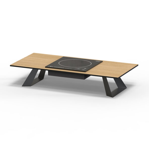 Alto 31.5" Rectangular Single Induction Riser w/6" Black Legs, Natural Wood HPL, 1 EA