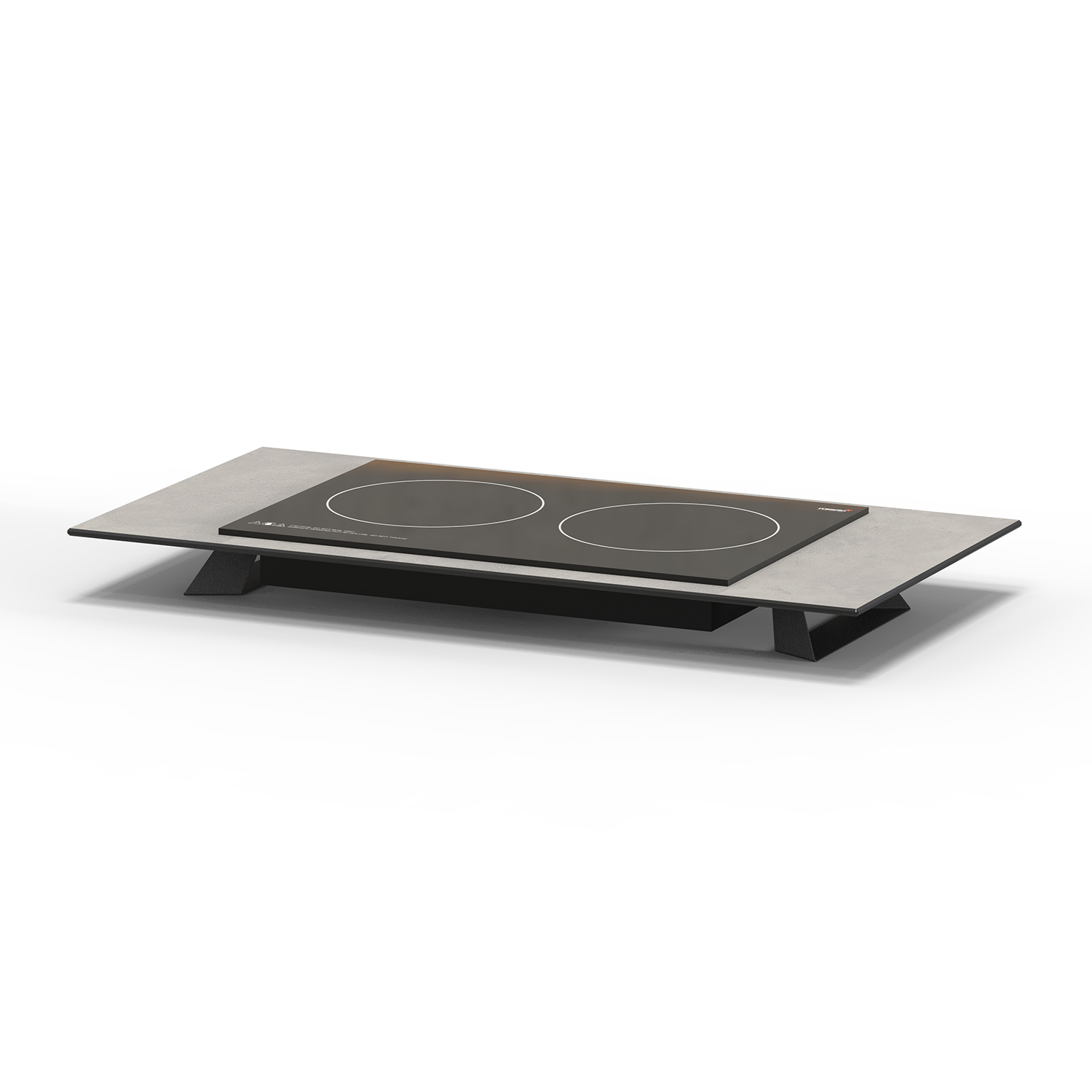 Alto 34.8″ Rectangular Double Induction Riser w/3″ Black Legs, Concrete Gray HPL, 1 EA – HPLRSI101
