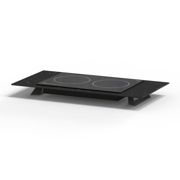 Alto 34.8" Rectangular Double Induction Riser w/3" Black Legs, Black Marble HPL, 1 EA