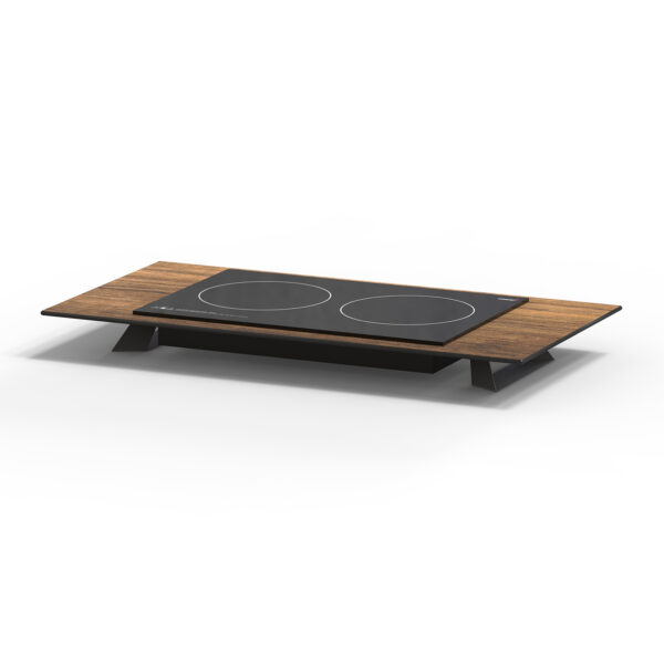 Alto 34.8" Rectangular Double Induction Riser w/3" Black Legs, Walnut HPL, 1 EA