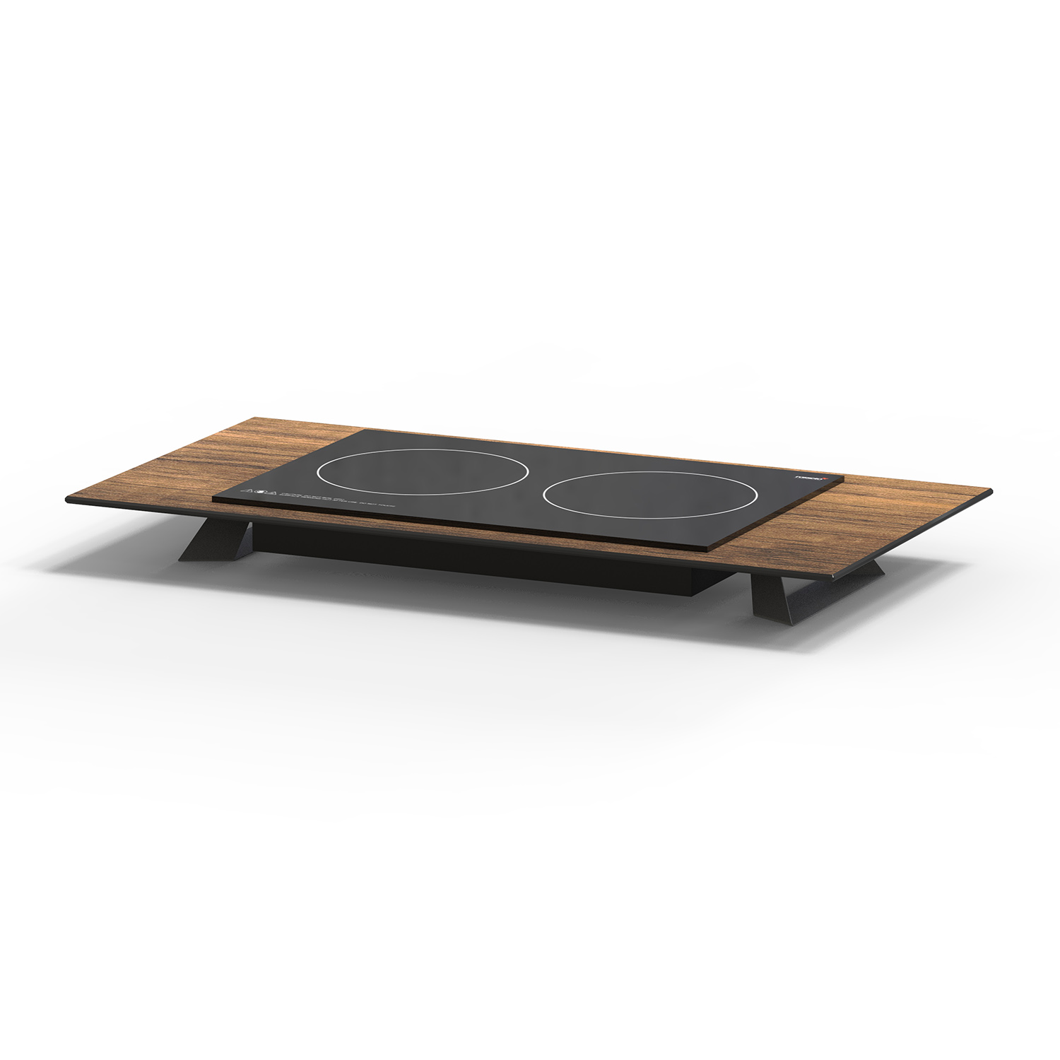 Alto 34.8″ Rectangular Double Induction Riser w/3″ Black Legs, Walnut HPL, 1 EA – HPLRSI103