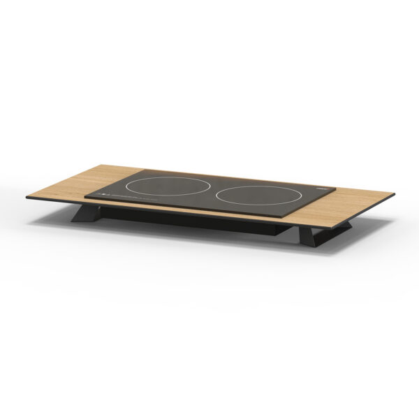 Alto 34.8" Rectangular Double Induction Riser w/3" Black Legs, Natural Wood HPL, 1 EA