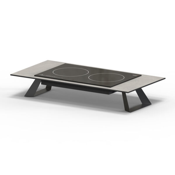 Alto 34.8" Rectangular Double Induction Riser w/6" Black Legs, Concrete Gray HPL, 1 EA