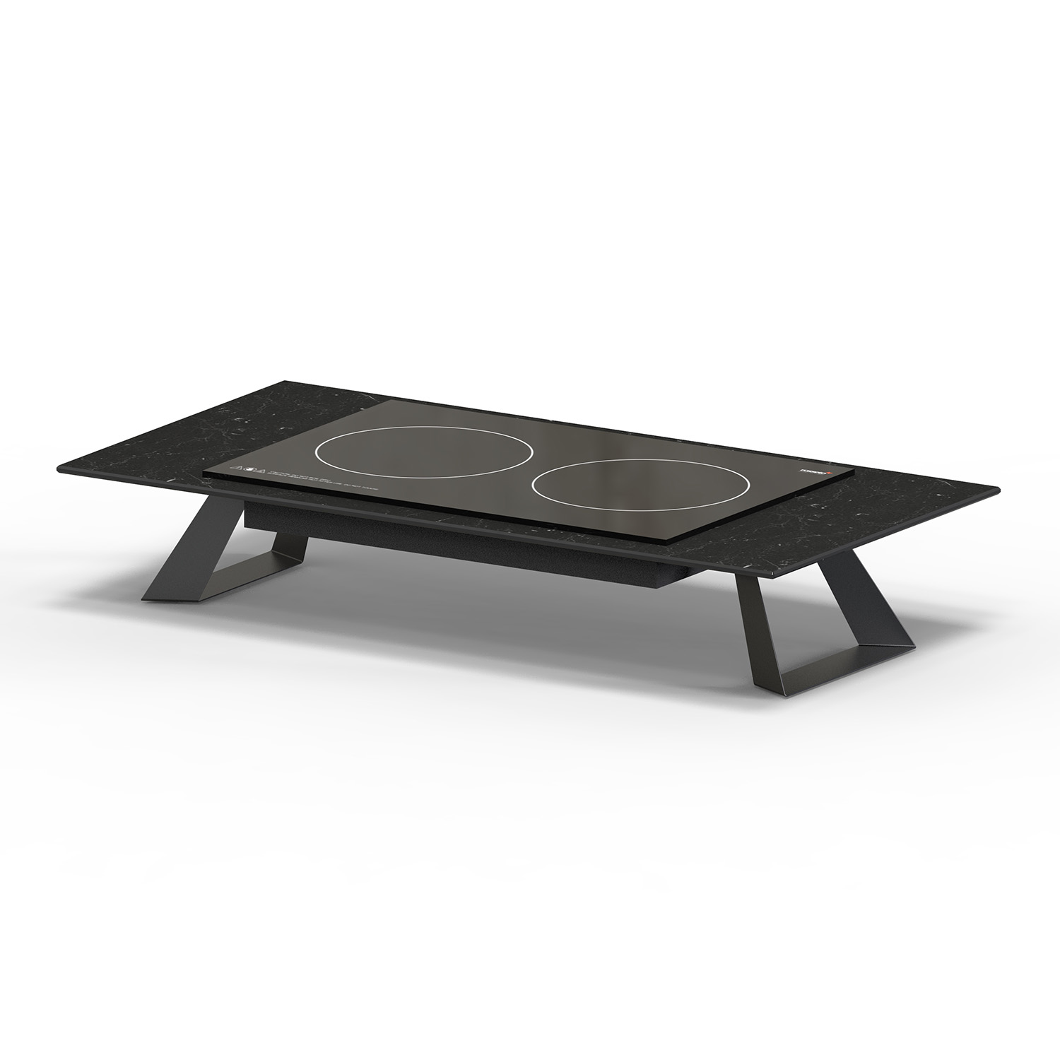 Alto 34.8″ Rectangular Double Induction Riser w/6″ Black Legs, Black Marble HPL, 1 EA – HPLRSI106