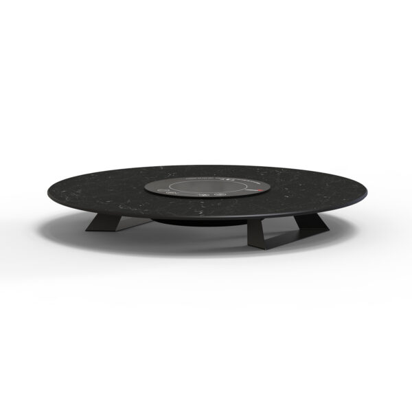 Alto 25" Round Single Induction Riser w/3" Black Legs, Black Marble HPL, 1 EA