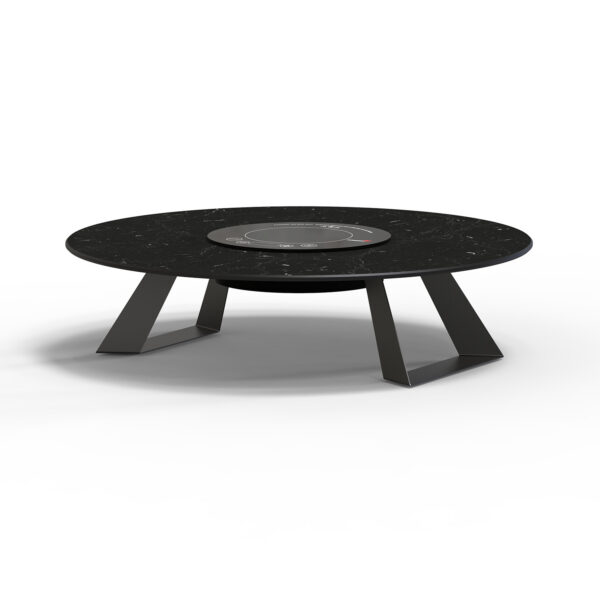 Alto 25" Round Single Induction Riser w/6" Black Legs, Black Marble HPL, 1 EA