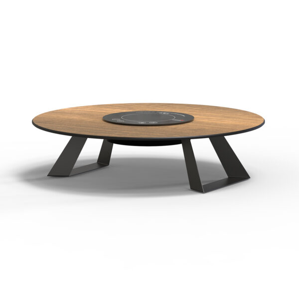 Alto 25" Round Single Induction Riser w/6" Black Legs, Walnut HPL, 1 EA
