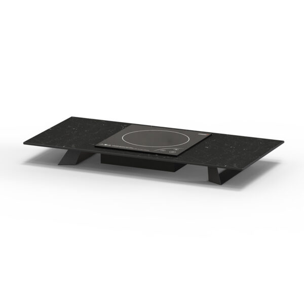 Alto 31.5" Rectangular Single Induction Riser w/3" Black Legs, Black Marble HPL, 1 EA