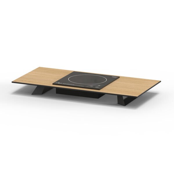 Alto 31.5" Rectangular Single Induction Riser w/3"Black Legs, Natural Wood HPL, 1 EA
