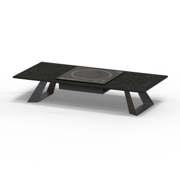 Alto 31.5" Rectangular Single Induction Riser w/6"Black Legs, Black Marble HPL, 1 EA