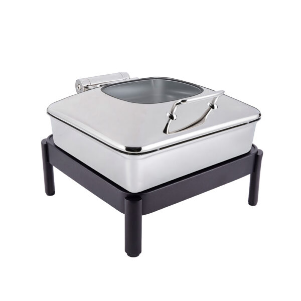 Vista Chrome Square Chafing Pot 6.34 Qt w/Blk Frame and Burn Holder Kit, 1 EA - GW32ESLK-CHBK
