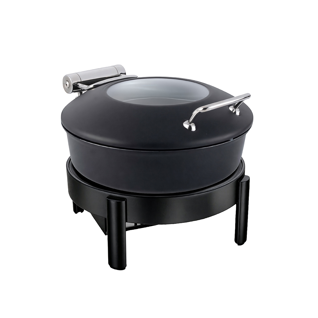 Vista Black Round Chafing Pot 4.22 Qt w/Blk Round Frame and Burner Hold Kit, 1 EA – GW40ESLK-BK