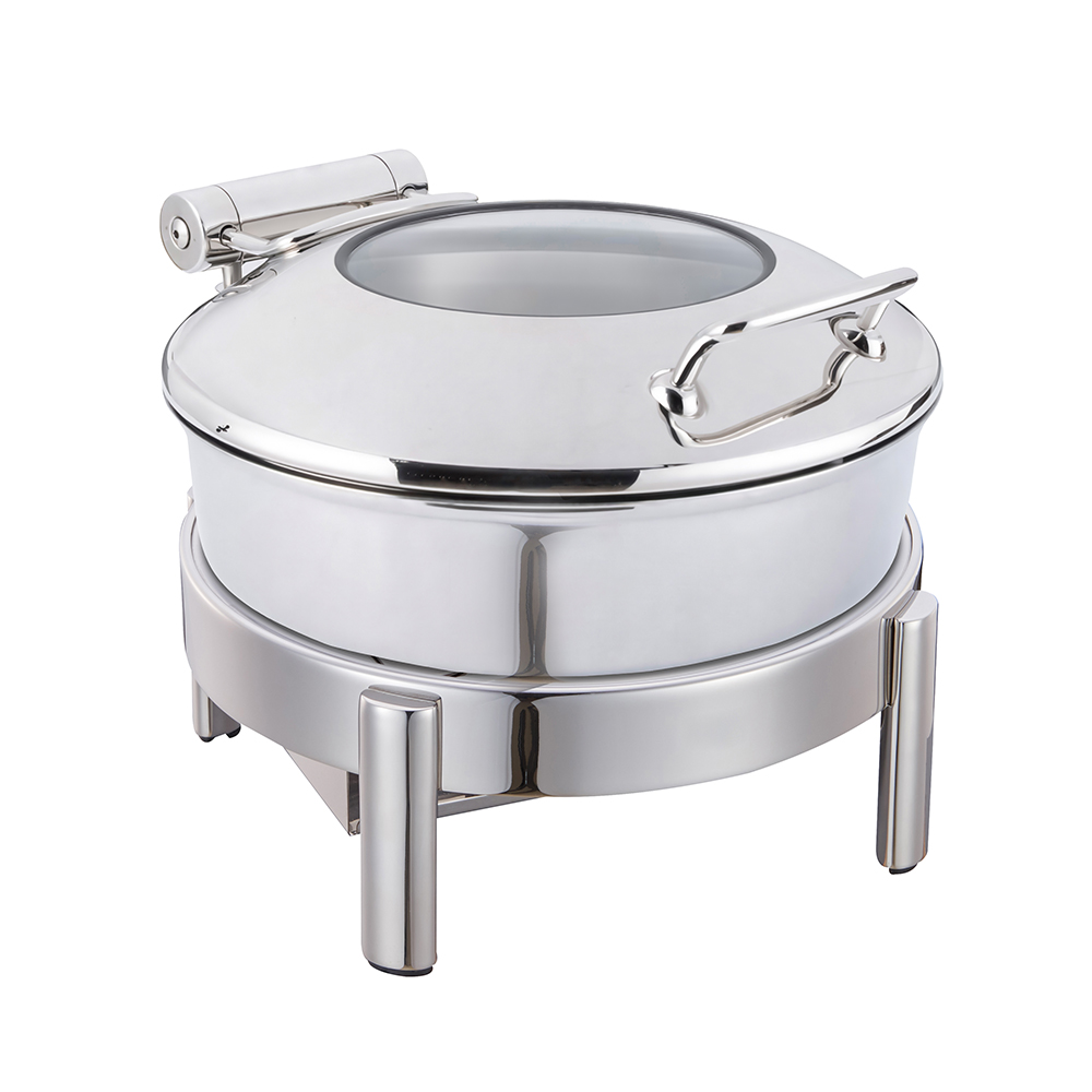 Vista Chrome Round Chafing Pot 4.22 Qt w/Chrome Round Frame and Burn Holder Kit, 1 EA – GW40ESLK-CH