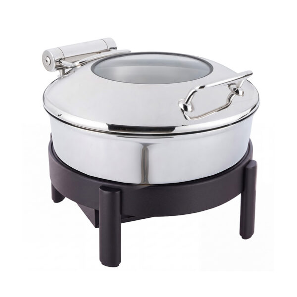 Vista Chrome Round Chafing Pot 4.22 Qt w/Blk Round Frame and Burn Holder Kit, 1 EA - GW40ESLK-CHBK