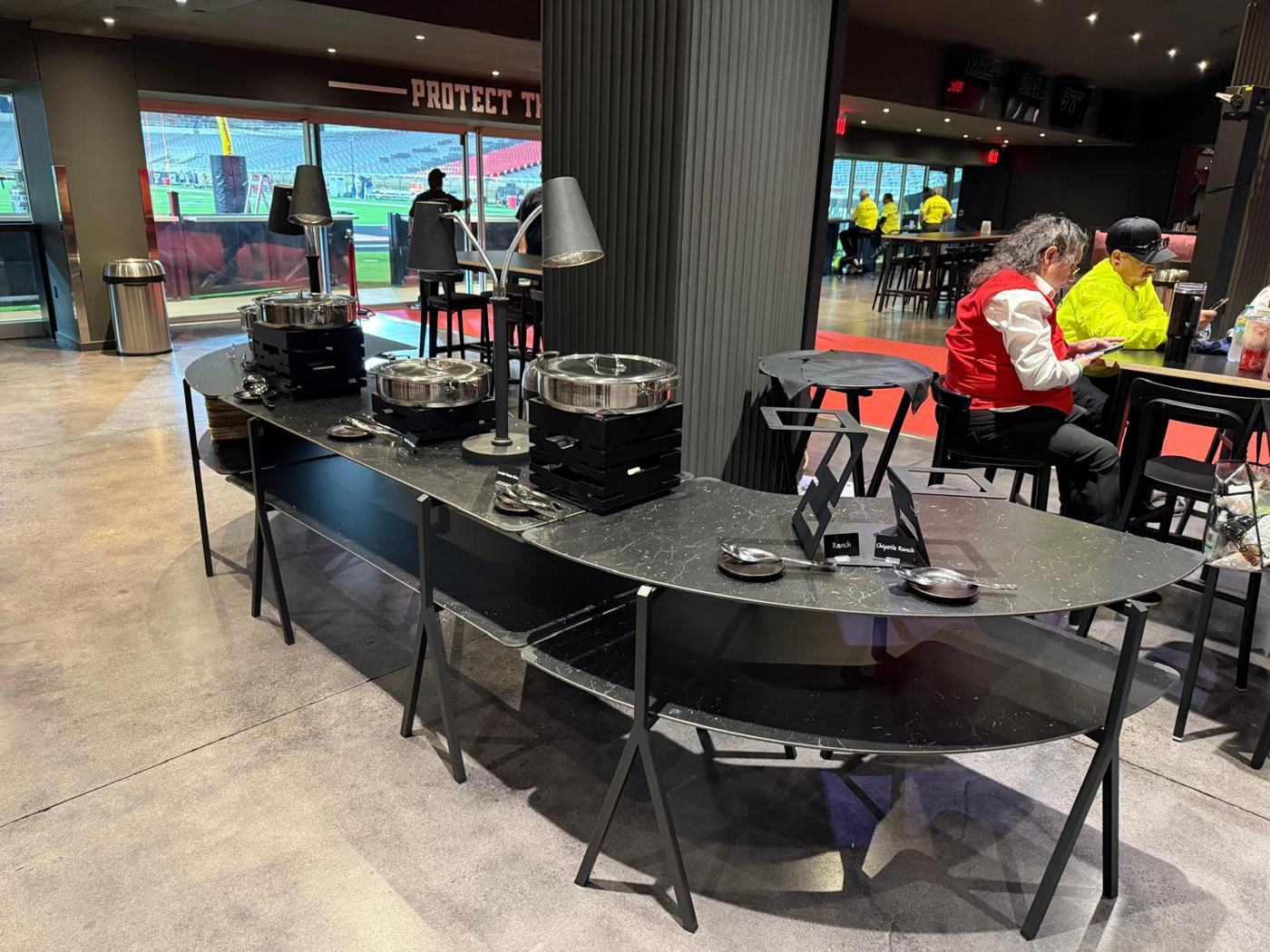 Modulite station on a stadium club level during a game